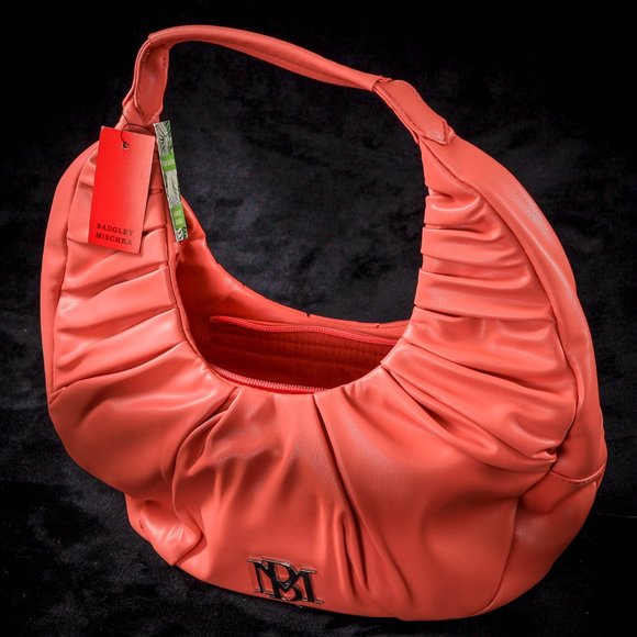 NWT Badgley Mischka | Coral Pleated Hobo - Picture 4 of 5